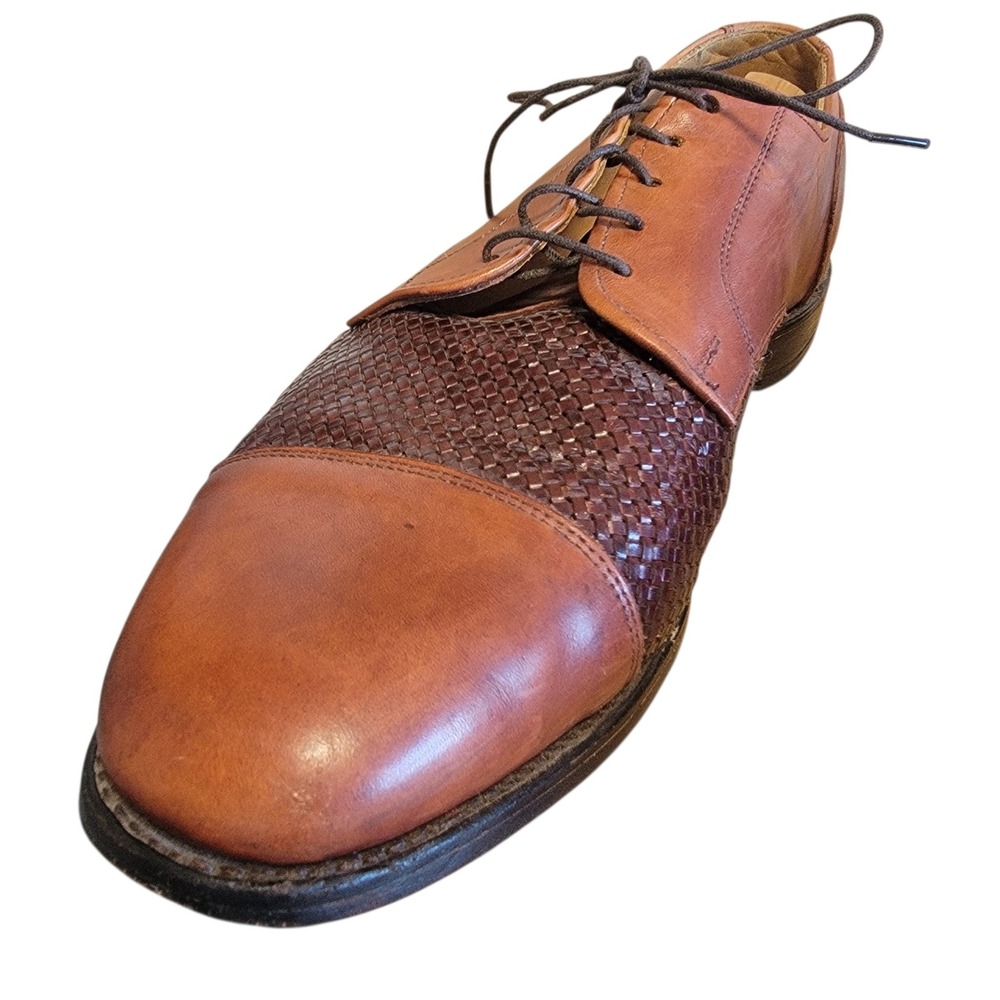 Allen Edmonds Lauderdale Woven Leather Oxfords Brown Cap Toe Dress Shoes 13 D - Picture 7 of 11